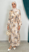 Carica l'immagine nel visualizzatore della galleria, Vestito marble con balze sabbia