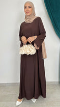 Carica l'immagine nel visualizzatore della galleria, Abaya bicolour marrone maniche taupe