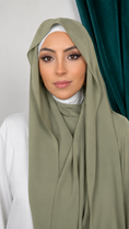 Bild in Galerie-Betrachter laden, Premium Slim Hijab Verde Militare Chiaro