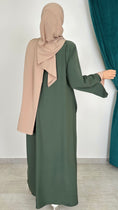 Carica l'immagine nel visualizzatore della galleria, Abaya bicolour verde militare maniche taupe
