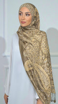 Carica l'immagine nel visualizzatore della galleria, Royal Paisley Pashmina Taupe&Champagne