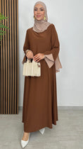 Carica l'immagine nel visualizzatore della galleria, Abaya bicolour nocciola maniche beige