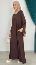 Carica l'immagine nel visualizzatore della galleria, Abaya bicolour marrone maniche taupe