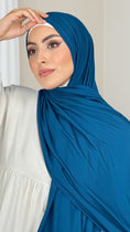 Carica l'immagine nel visualizzatore della galleria, Hijab, chador, velo, turbante, foulard, copricapo, musulmano, islamico, sciarpa, Hijab Jersey Ciano

