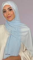 Carica l'immagine nel visualizzatore della galleria, Hijab, chador, velo, turbante, foulard, copricapo, musulmano, islamico, sciarpa, trasparente, chiffon crepe azzurro