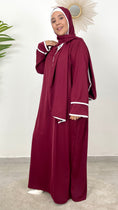 Carica l'immagine nel visualizzatore della galleria, Row abaya ensemble - abaya con hijab attaccato, maniche larghe, abaya con decorazione bianca, Hijab, Hijab paradise