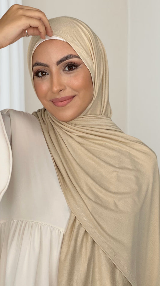 Hijab Jersey Beige DoratoHijab, chador, velo, turbante, foulard, copricapo, musulmano, islamico, sciarpa, 