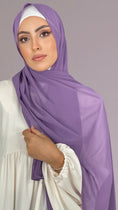 Carica l'immagine nel visualizzatore della galleria, Hijab, chador, velo, turbante, foulard, copricapo, musulmano, islamico, sciarpa, trasparente, chiffon crepe, hijab viola