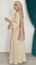 Carica l'immagine nel visualizzatore della galleria, Abaya bicolour beige maniche taupe