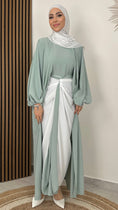 Carica l'immagine nel visualizzatore della galleria, Abito node, due pezzi, abaya con Gonna, maniche larghe, due colori, multiuso, Hijab , Hijab Paradise, tacchi, borsa