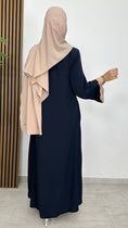 Carica l'immagine nel visualizzatore della galleria, Abaya bicolour Blu notte maniche beige