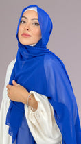 Carica l'immagine nel visualizzatore della galleria, Hijab Chiffon Crepe blu elettrico - Hijab ParadiseHijab, chador, velo, turbante, foulard, copricapo, musulmano, islamico, sciarpa, trasparente, chiffon crepe