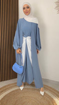 Carica l'immagine nel visualizzatore della galleria, Abito node, due pezzi, abaya con Gonna, maniche larghe, due colori, multiuso, Hijab , Hijab Paradise, tacchi, borsa