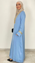 Carica l'immagine nel visualizzatore della galleria, Qaftan basic con ricami azzurro