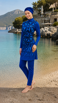Load image into Gallery viewer, Burkini Mayssa Geometric blue - Hijab Paradise