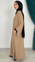 Carica l'immagine nel visualizzatore della galleria, Abaya bicolour sabbia maniche nere