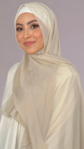 Carica l'immagine nel visualizzatore della galleria, Hijab, chador, velo, turbante, foulard, copricapo, musulmano, islamico, sciarpa, trasparente, chiffon crepe Beige Scuro