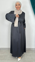 Carica l'immagine nel visualizzatore della galleria, Abaya Satistripes maniche pieghettate