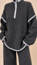 Carica l'immagine nel visualizzatore della galleria, Coordinato Knit Contrast Grigio