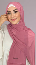 Carica l'immagine nel visualizzatore della galleria, Hijab, chador, velo, turbante, foulard, copricapo, musulmano, islamico, sciarpa, trasparente, chiffon crepe Lampone Pastello