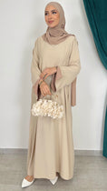 Carica l'immagine nel visualizzatore della galleria, Abaya bicolour beige maniche taupe