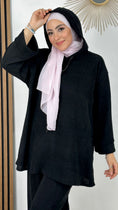 Bild in Galerie-Betrachter laden, Completo warm hood - Hijab Paradise- completo sportivo- ragazza sorridente - donna musulmana - hijab - chiffon - completo nero - cappuccio