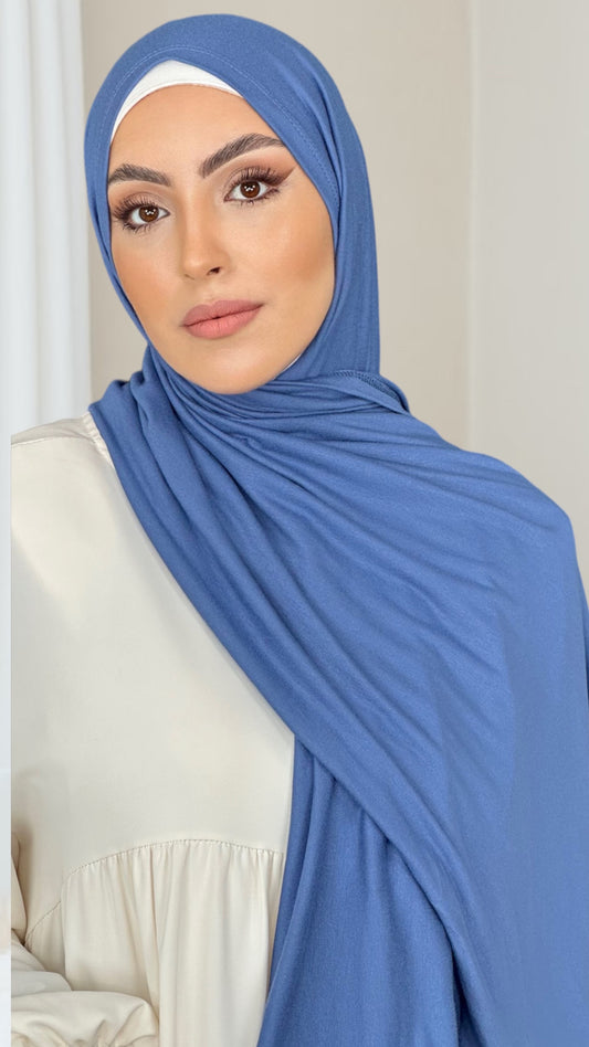Hijab Jersey BluHijab, chador, velo, turbante, foulard, copricapo, musulmano, islamico, sciarpa, 