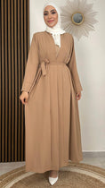 Carica l'immagine nel visualizzatore della galleria, Kimono, aperto, tinta unita, Hijab Paradise, cintura in vita, maniche larghe, vestito islamico, vestito modest, beige