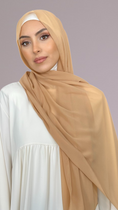 Charger l'image dans la visionneuse de la galerie, Hijab Mousseline Crêpe Doré Beige