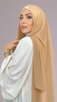 Charger l'image dans la visionneuse de la galerie, Hijab Mousseline Crêpe Doré Beige