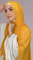 Carica l'immagine nel visualizzatore della galleria, Hijab, chador, velo, turbante, foulard, copricapo, musulmano, islamico, sciarpa, trasparente, chiffon crepe Ocra