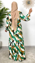 Carica l'immagine nel visualizzatore della galleria, Brushed Dress Verde, vestito estivo, colorato, verde, beige, verde scuro, , vestito maniche larghe, hijab, donna musulmana, donna musulmana