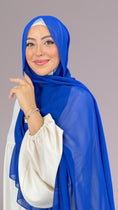 Carica l'immagine nel visualizzatore della galleria, Hijab Chiffon Crepe blu elettrico - Hijab Paradise Hijab, chador, velo, turbante, foulard, copricapo, musulmano, islamico, sciarpa, trasparente, chiffon crepe