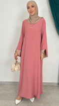 Carica l'immagine nel visualizzatore della galleria, Abaya bicolour rosa maniche beige