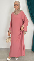 Carica l'immagine nel visualizzatore della galleria, Abaya bicolour rosa maniche beige