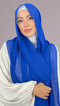Carica l'immagine nel visualizzatore della galleria, Hijab Chiffon Crepe blu elettrico - Hijab Paradise Hijab, chador, velo, turbante, foulard, copricapo, musulmano, islamico, sciarpa, trasparente, chiffon crepe
