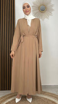Carica l'immagine nel visualizzatore della galleria, Kimono, aperto, tinta unita, Hijab Paradise, cintura in vita, maniche larghe, vestito islamico, vestito modest, beige