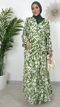 Carica l'immagine nel visualizzatore della galleria, Abito long verde - abito fantasia, hijab paradise - donna musulmana, vestito over, vestito largo, maniche a sbuffo