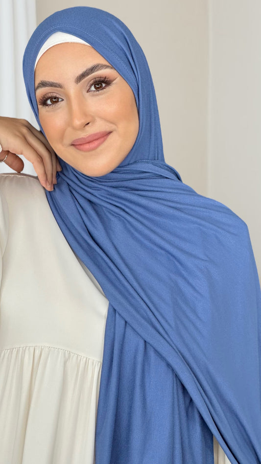 Hijab, chador, velo, turbante, foulard, copricapo, musulmano, islamico, sciarpa, Hijab Jersey Blu