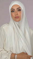 Carica l'immagine nel visualizzatore della galleria, Hijab, chador, velo, turbante, foulard, copricapo, musulmano, islamico, sciarpa, trasparente, chiffon crepe Bianco Panna
