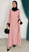 Carica l'immagine nel visualizzatore della galleria, Abaya bicolour rosa chiaro maniche nere