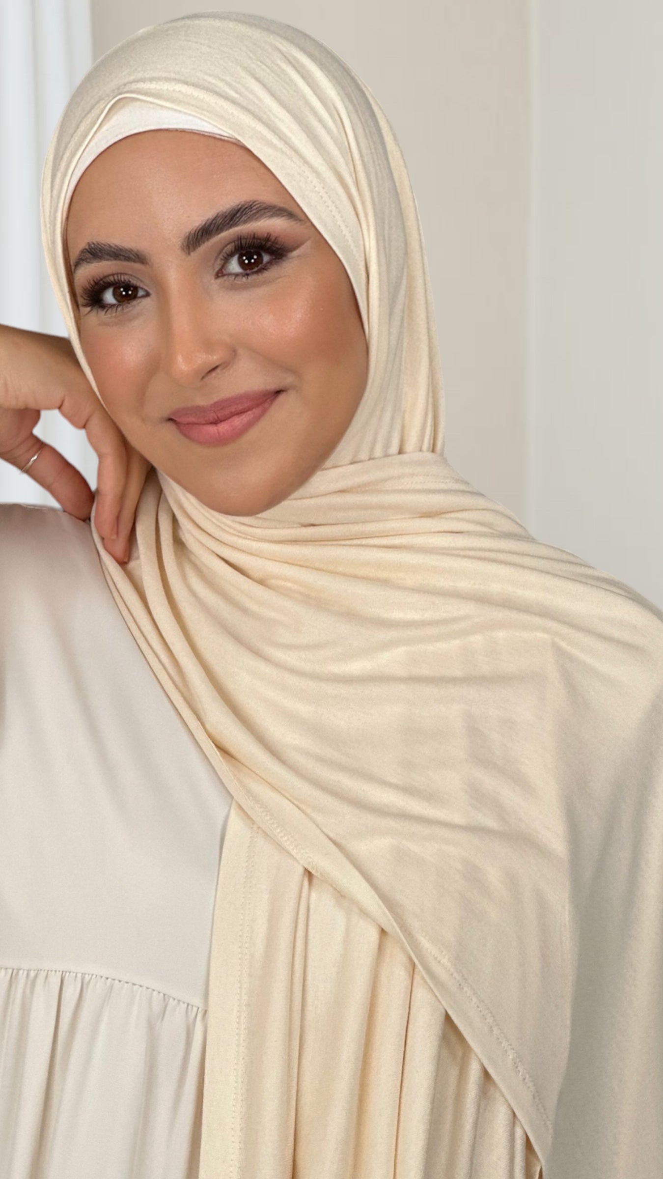 Hijab, chador, velo, turbante, foulard, copricapo, musulmano, islamico, sciarpa, Hijab Jersey Beige Chiaro