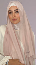 Carica l'immagine nel visualizzatore della galleria, Hijab, chador, velo, turbante, foulard, copricapo, musulmano, islamico, sciarpa, trasparente, chiffon crepe Rosa Nude