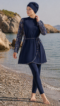 Load image into Gallery viewer, Burkini Marina Flow – blu notte