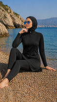 Carica l'immagine nel visualizzatore della galleria, Burkini Ocean Grace - Nero - Hijab Paradise