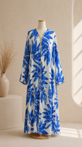 Carica l'immagine nel visualizzatore della galleria, Abaya Tropical Flow Blu