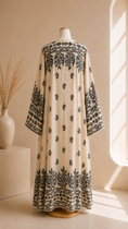 Carica l'immagine nel visualizzatore della galleria, Abaya Bohème Flow Bianco Panna