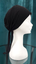 Carica l'immagine nel visualizzatore della galleria, Cuffia lacci cotone chiusa, Hijab paradise nero