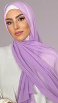 Carica l'immagine nel visualizzatore della galleria, Hijab, chador, velo, turbante, foulard, copricapo, musulmano, islamico, sciarpa, trasparente, chiffon crepe lilla