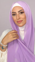 Carica l'immagine nel visualizzatore della galleria, Hijab, chador, velo, turbante, foulard, copricapo, musulmano, islamico, sciarpa, trasparente, chiffon crepe lilla